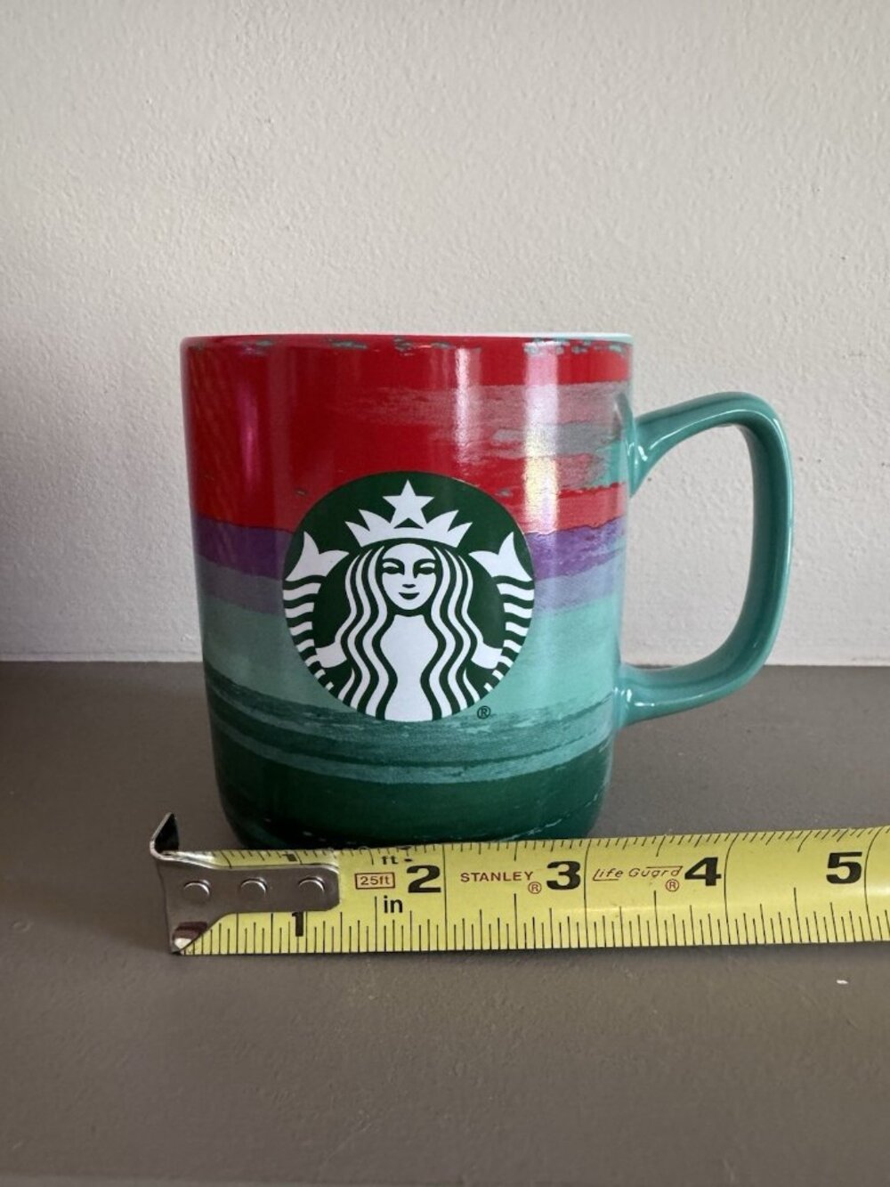Starbucks 2021 Holiday Coffee Mug 18oz Green Red Purple Paint Brush Strokes - Picture 6 of 6